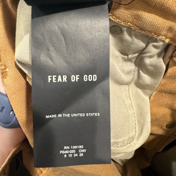 NWT Fear of God seventh collection tan canvas jeans - Picture 7 of 10